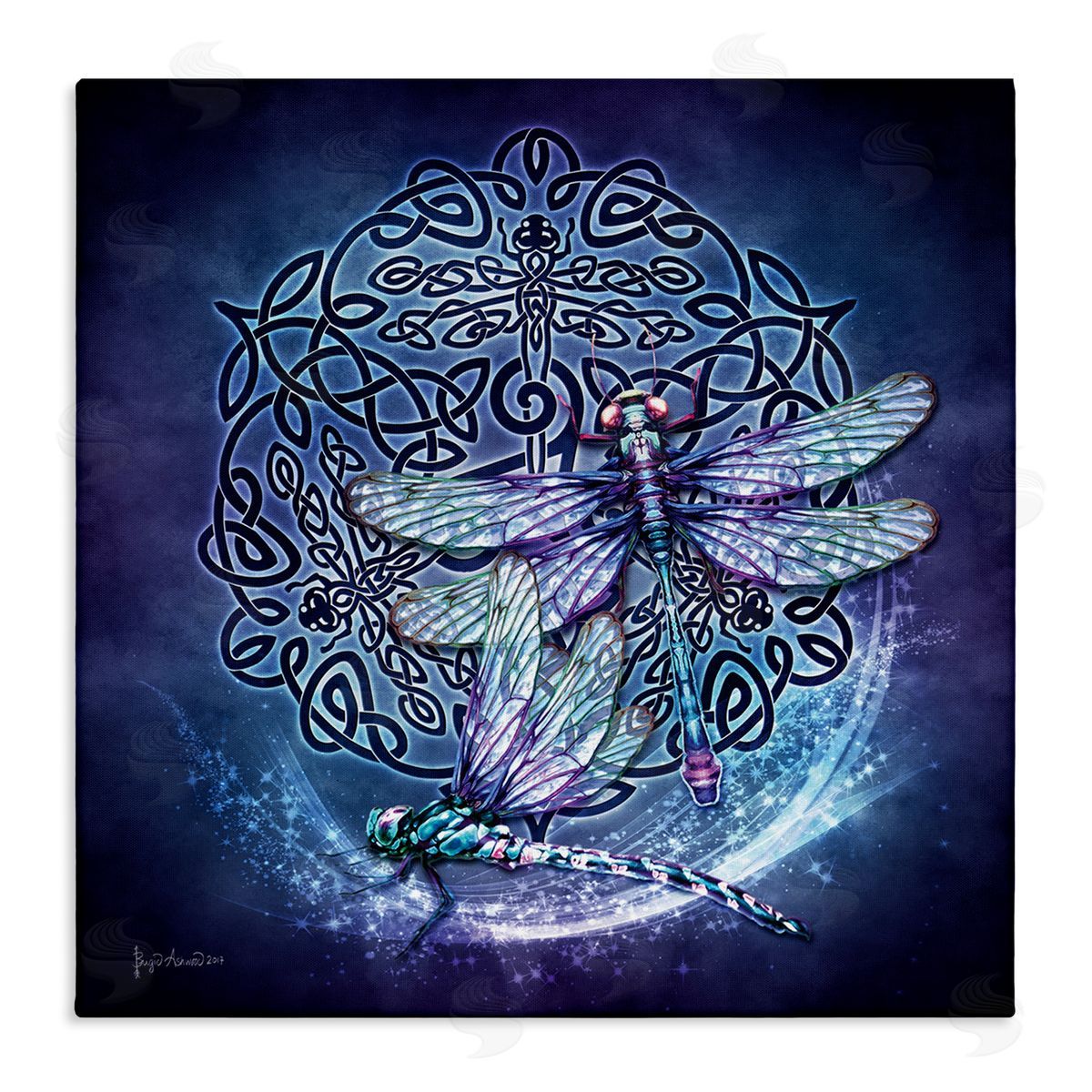 Brigid Ashwood Dragonfly & Celtic Knot Canvas Wall Art