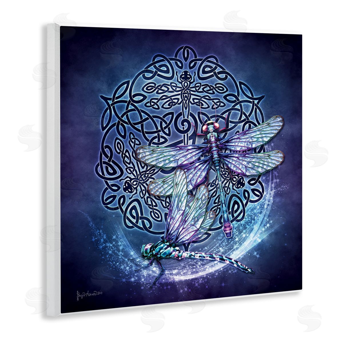 Dragonfly & Celtic Knot Wood Plaque Wall Art, Home Decor by Brigid Ashwood