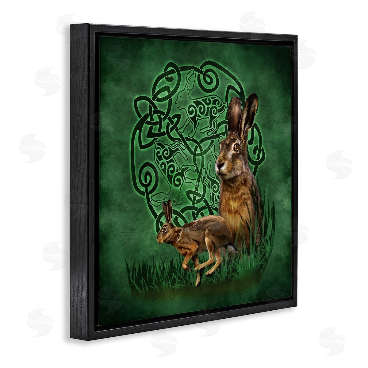 Brigid Ashwood Celtic Hare Fractal Black Floater Frame Canvas Artside_