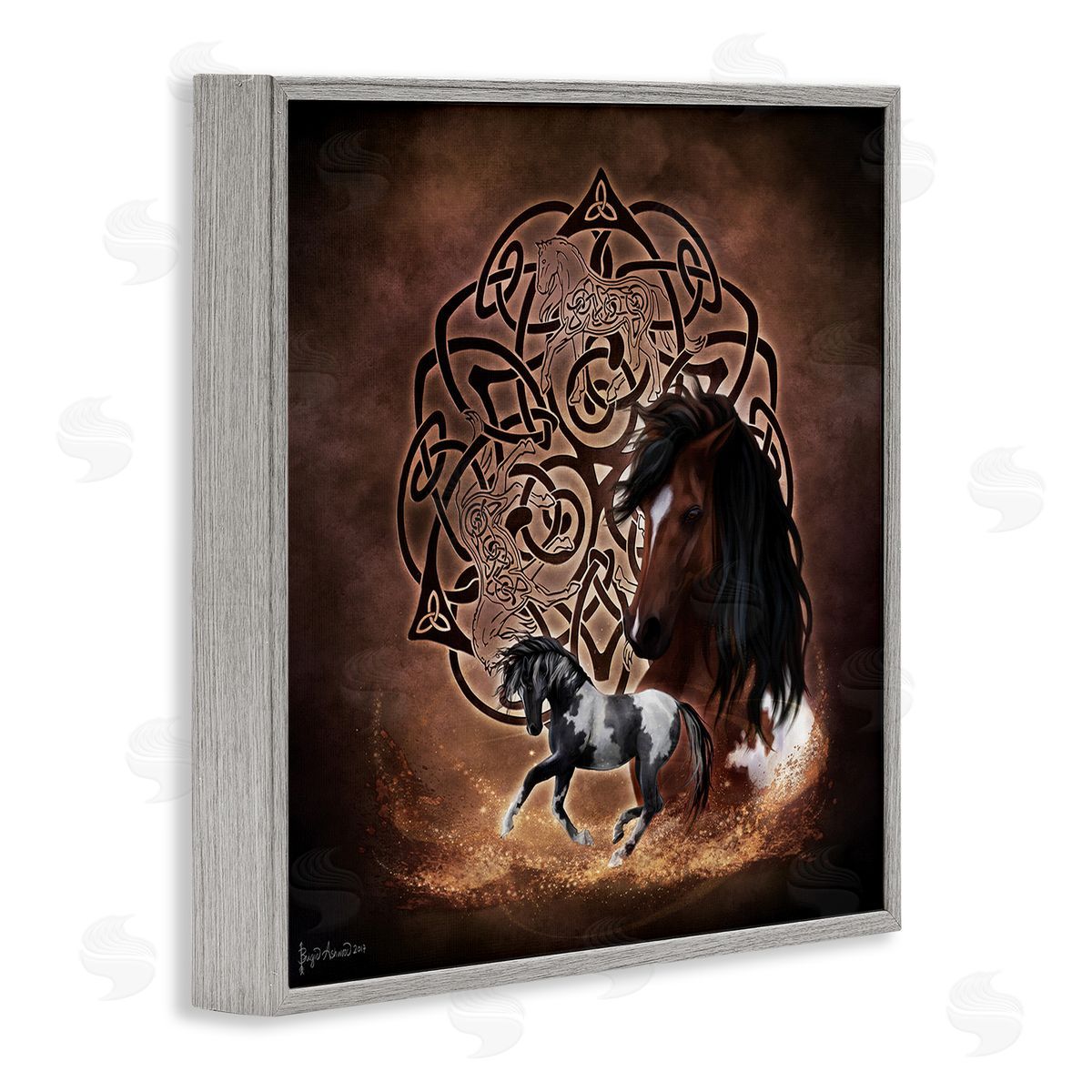 Brigid Ashwood Horse Celtic Knot Gray Framed Giclee Wall Artside_