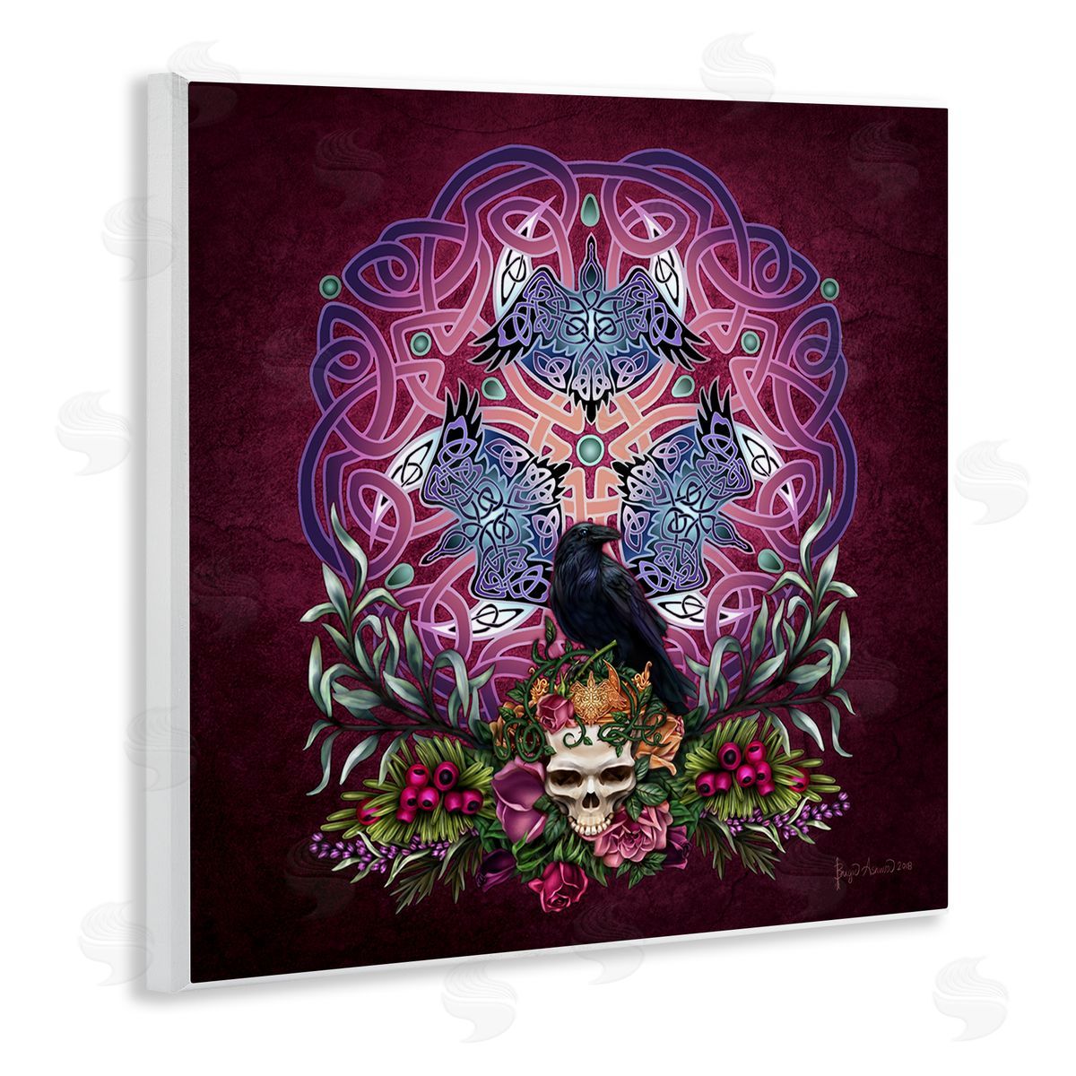 Brigid Ashwood Ravens & Celtic Knot Wall Plaque Artside_