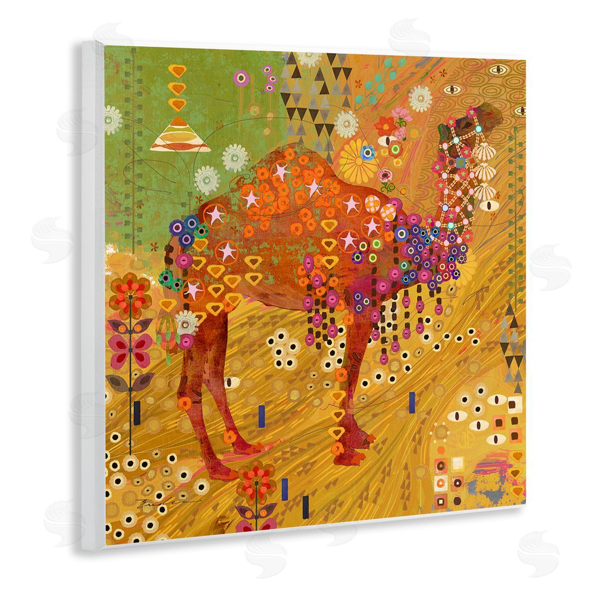 Evelia Designs Boho Patterned Camel Wall Plaque Artside_