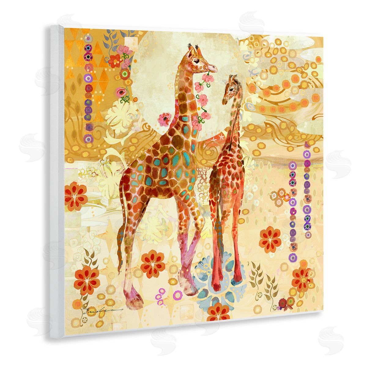 Evelia Designs Floral Patterned Giraffes Wall Plaque Artside_