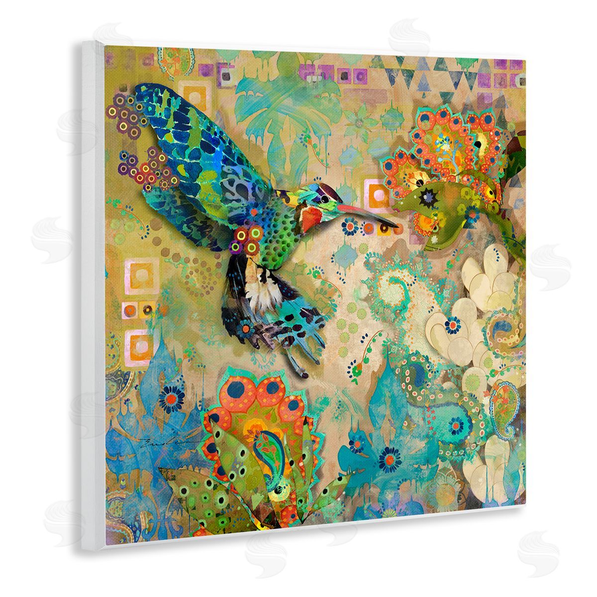 Evelia Designs Boho Hummingbird Pattern Wall Plaque Artside_