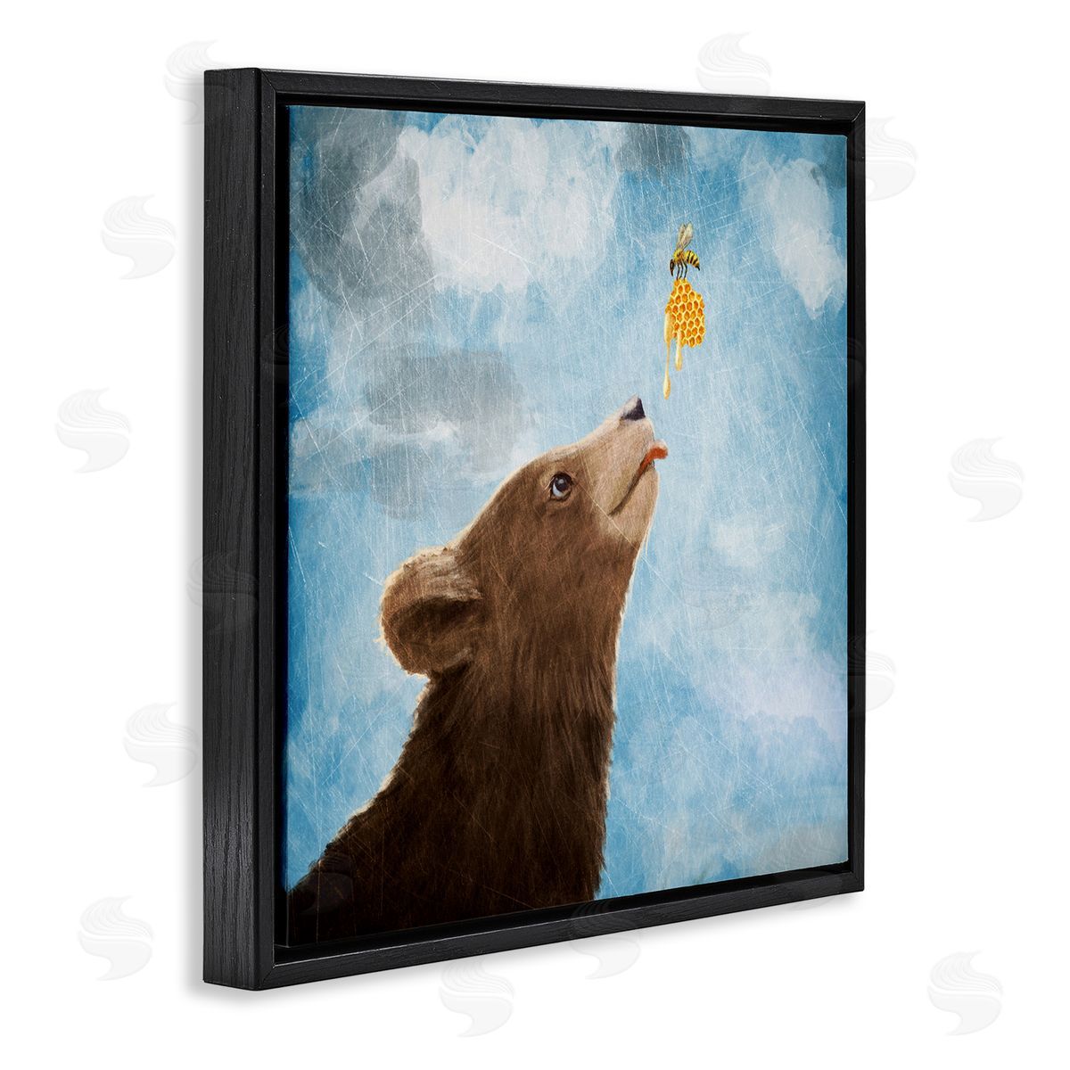 Paula Belle Flores Bear & Honey Bee Black Floater Frame Canvas Artside_
