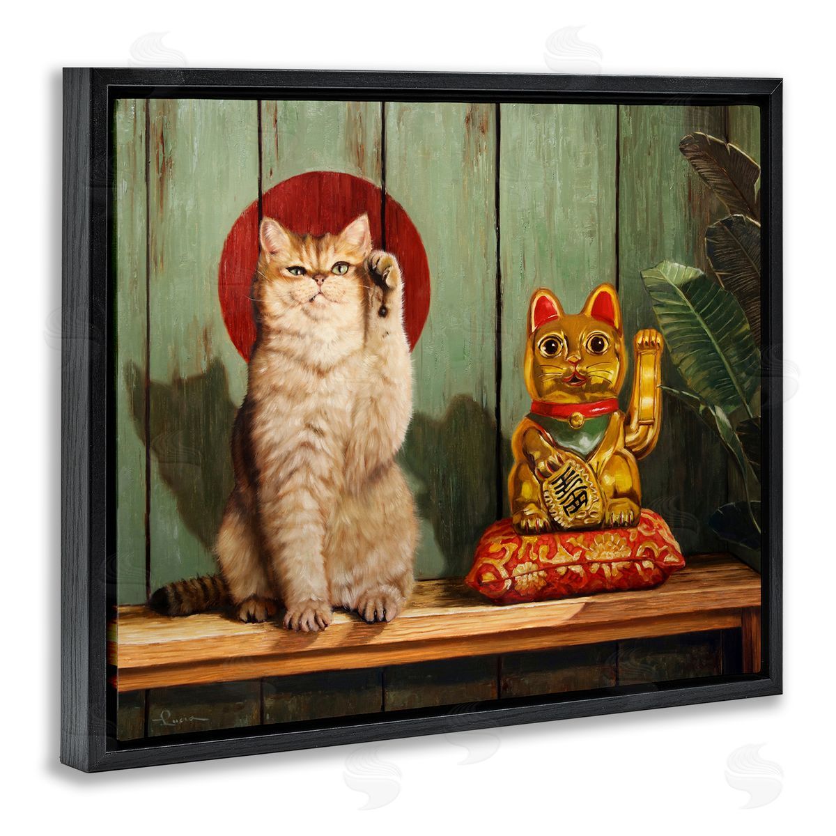 Lucia Heffernan Funny Lucky Cat Pose Black Floater Frame Canvas Artside_