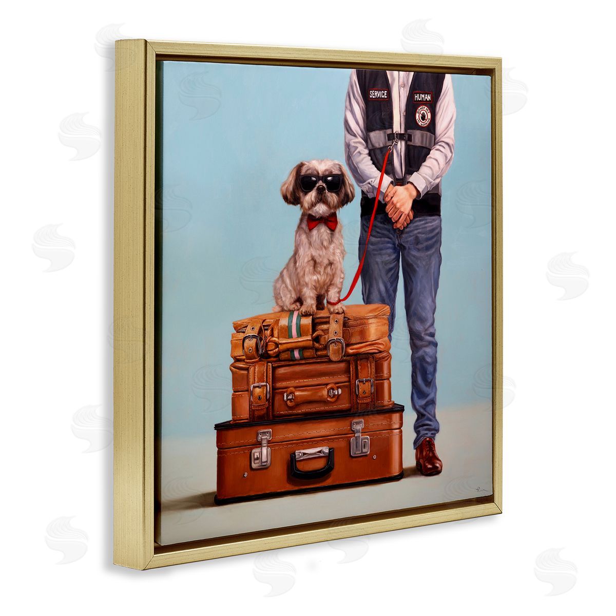 Funny Service Human Dog Gold Floating Frame Canvas Wall Art, Home Decor by Lucia Heffernan