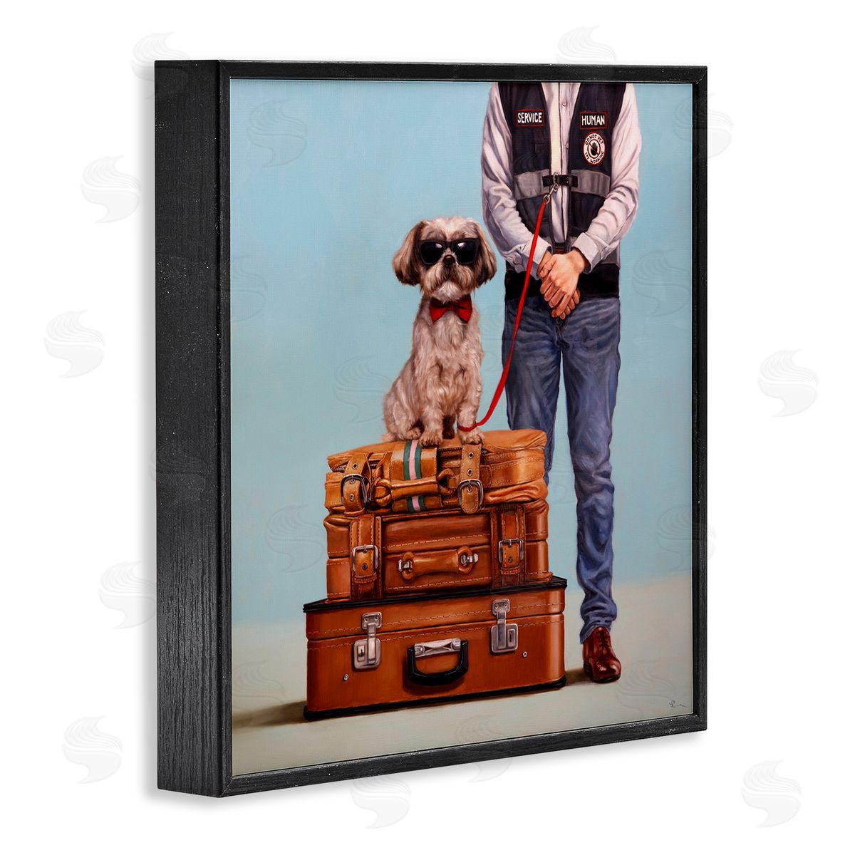 Funny Service Human Dog Black Frame Print Wall Art, Home Decor by Lucia Heffernan