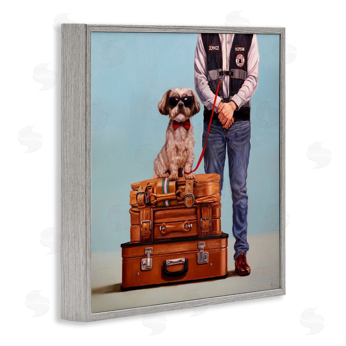 Funny Service Human Dog Grey Frame Print Wall Art, Home Decor by Lucia Heffernan