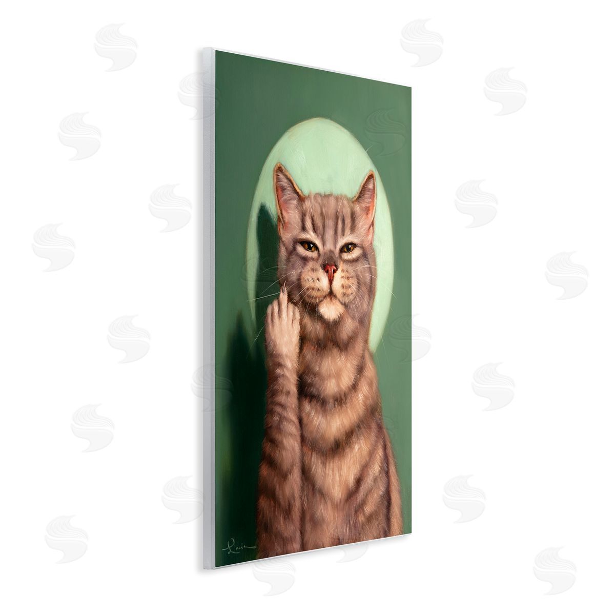 Cat & Middle Finger Wood Plaque Wall Art, Home Decor by Lucia Heffernan
