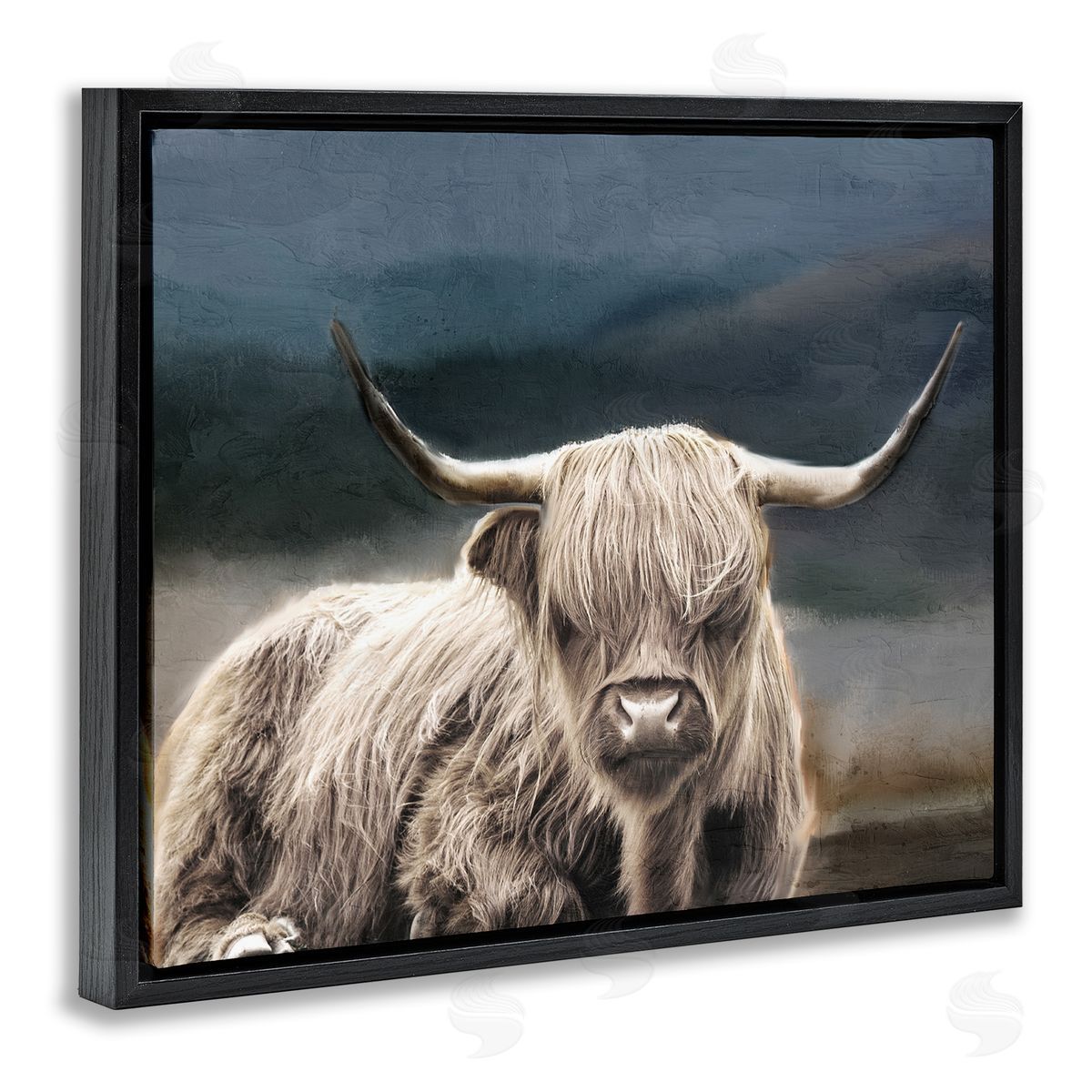 Kim Allen Highland Cow Portrait Black Floater Frame Canvas Artside_