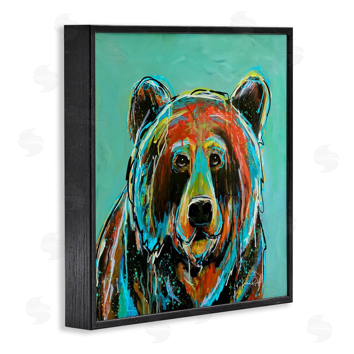 Karrie Evenson Modern Bear Abstract Black Framed Giclee Wall Artside_
