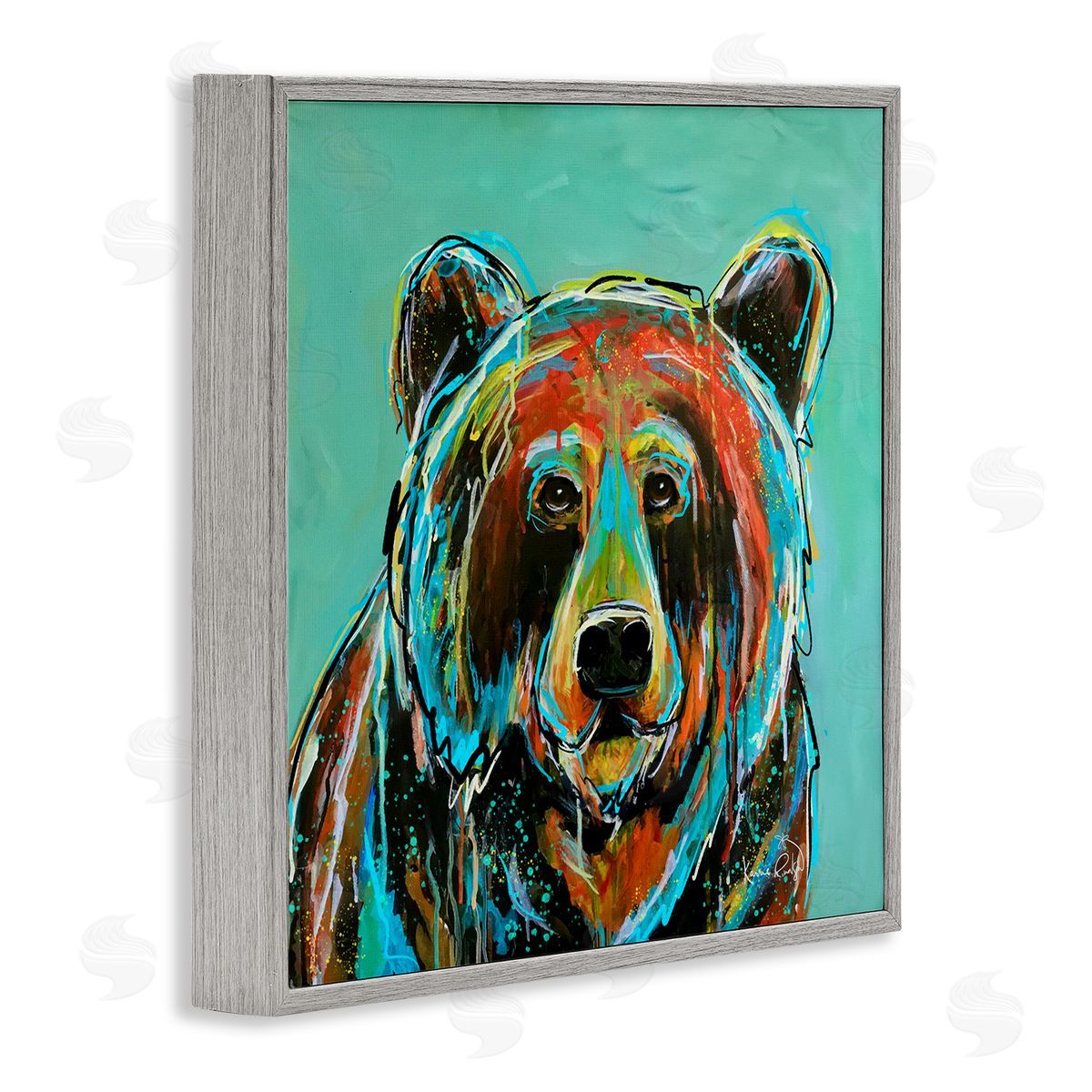 Karrie Evenson Modern Bear Abstract Gray Framed Giclee Wall Artside_