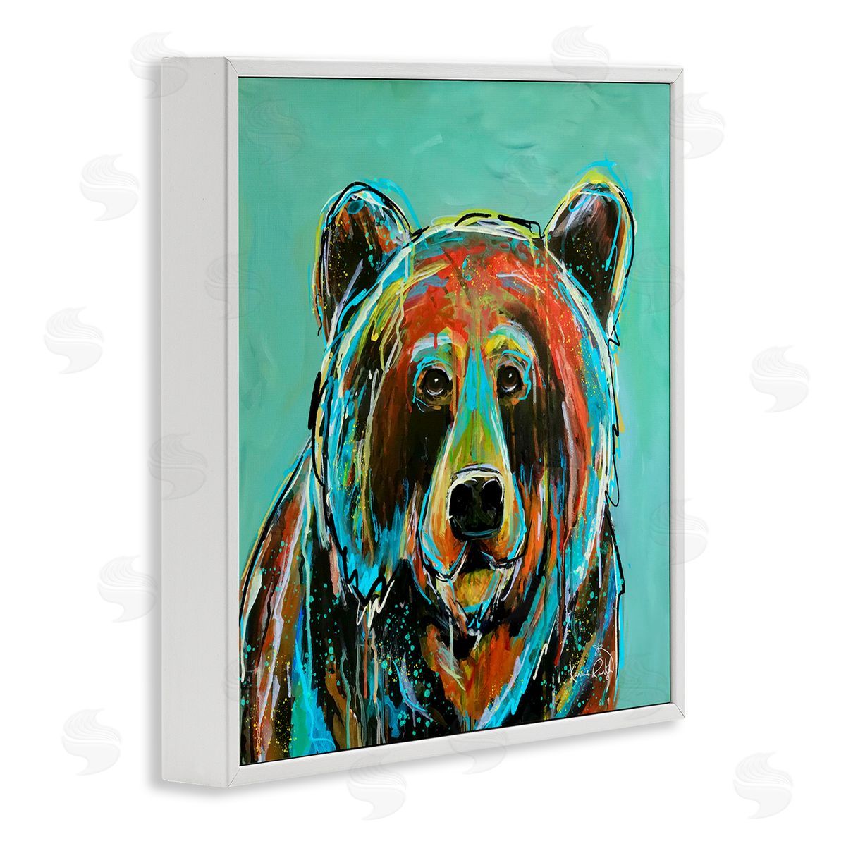 Karrie Evenson Modern Bear Abstract White Framed Giclee Wall Artside_