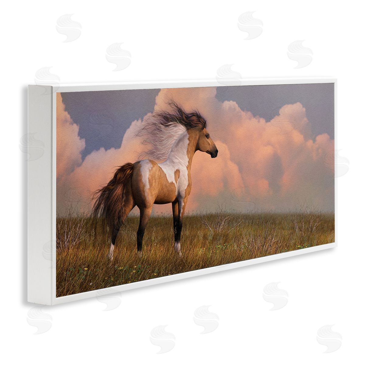 Laurie Prindle Into the West Horse White Framed Giclee Wall Artside_