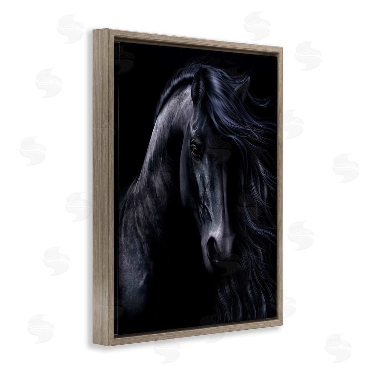 Laurie Prindle Black Stallion Portrait Brown Floater Frame Canvas Artside_