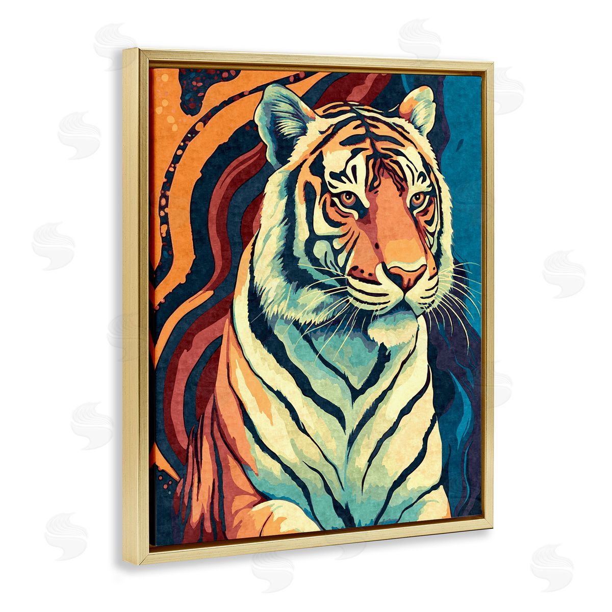 Ziwei Li Wild Tiger Painting Gold Floater Frame Canvas Artside_