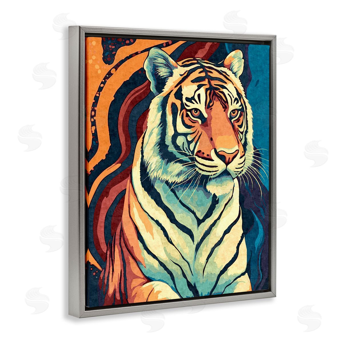 Ziwei Li Wild Tiger Painting Gray Floater Frame Canvas Artside_