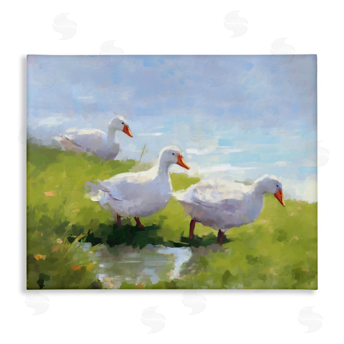 Ziwei Li Three Ducks Landscape Canvas Wall Art