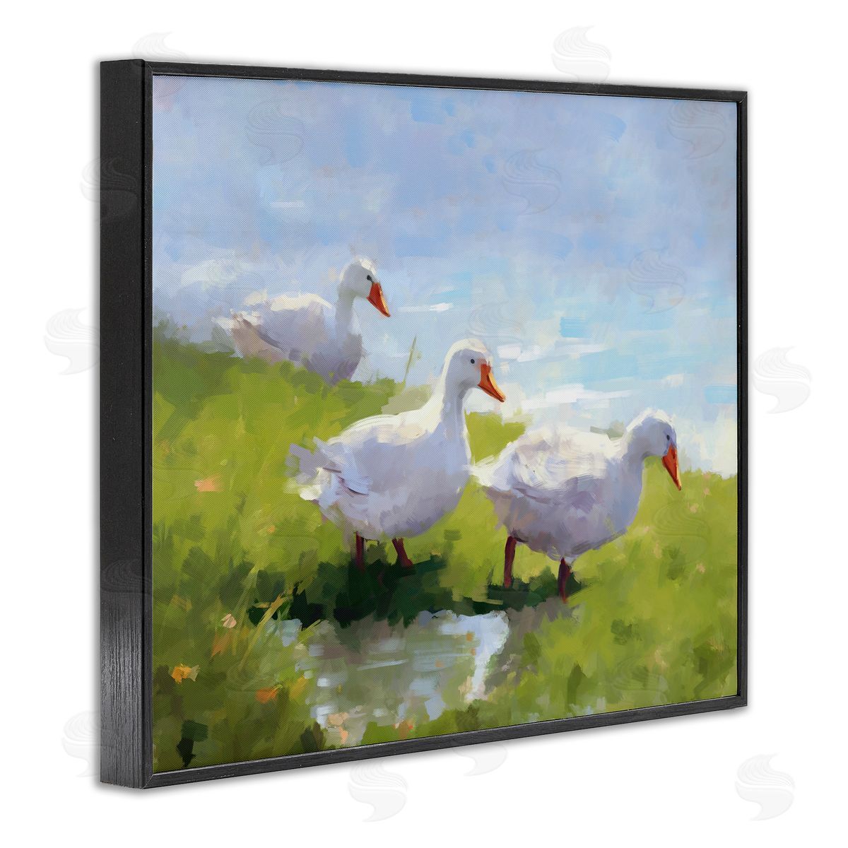 Ziwei Li Three Ducks Landscape Black Framed Giclee Wall Artside_
