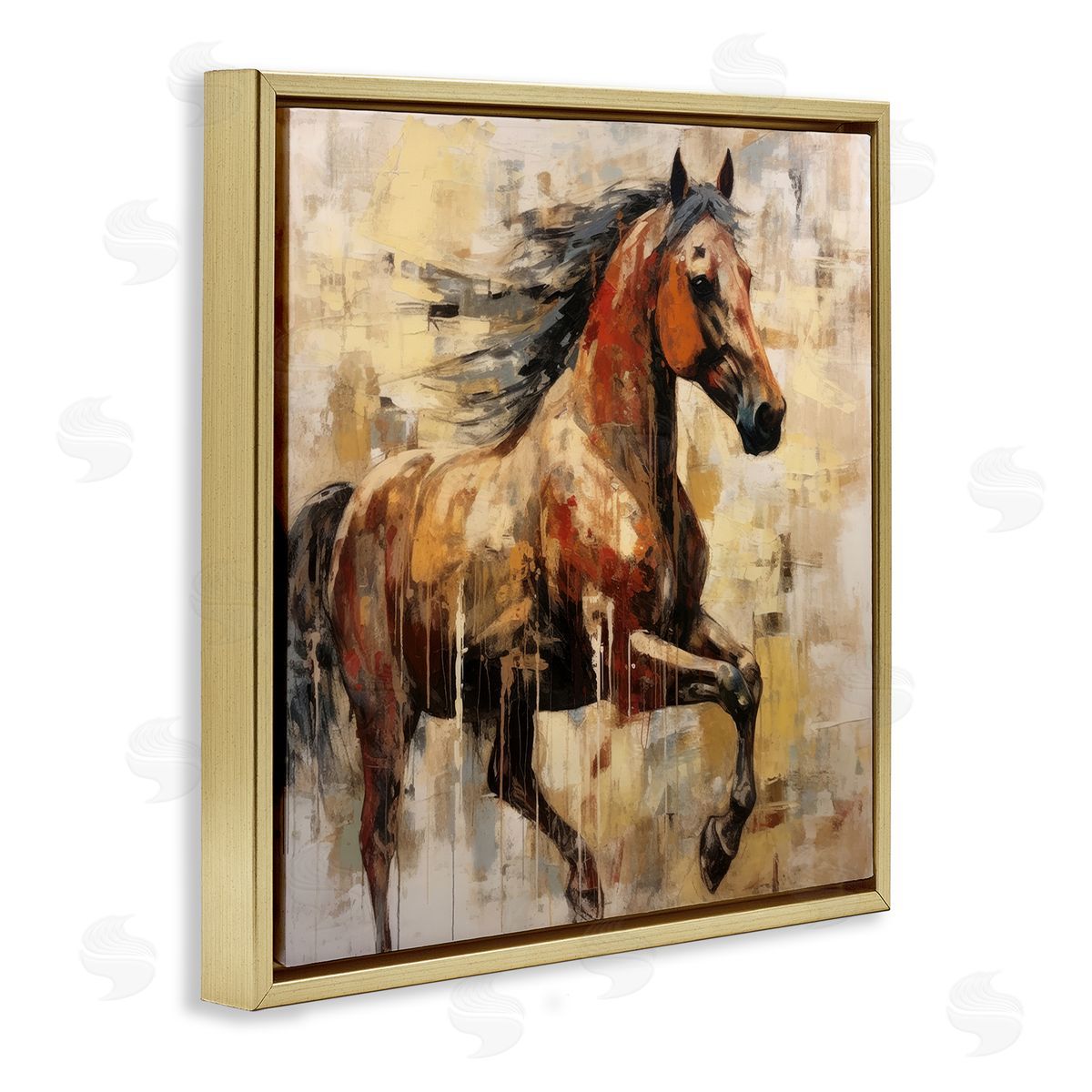 Irena Orlov Modern Brown Horse Gold Floater Frame Canvas Artside_