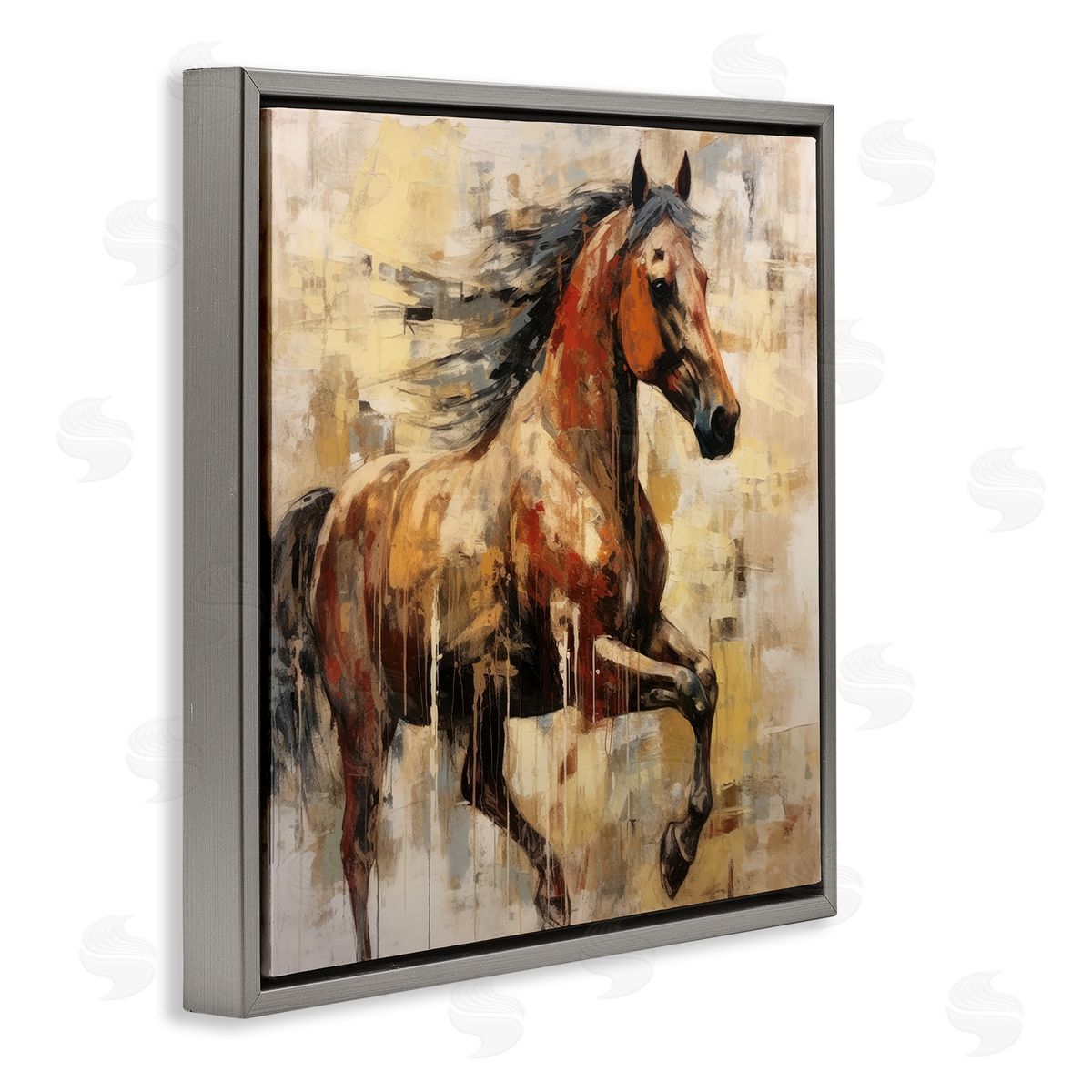 Irena Orlov Modern Brown Horse Gray Floater Frame Canvas Artside_