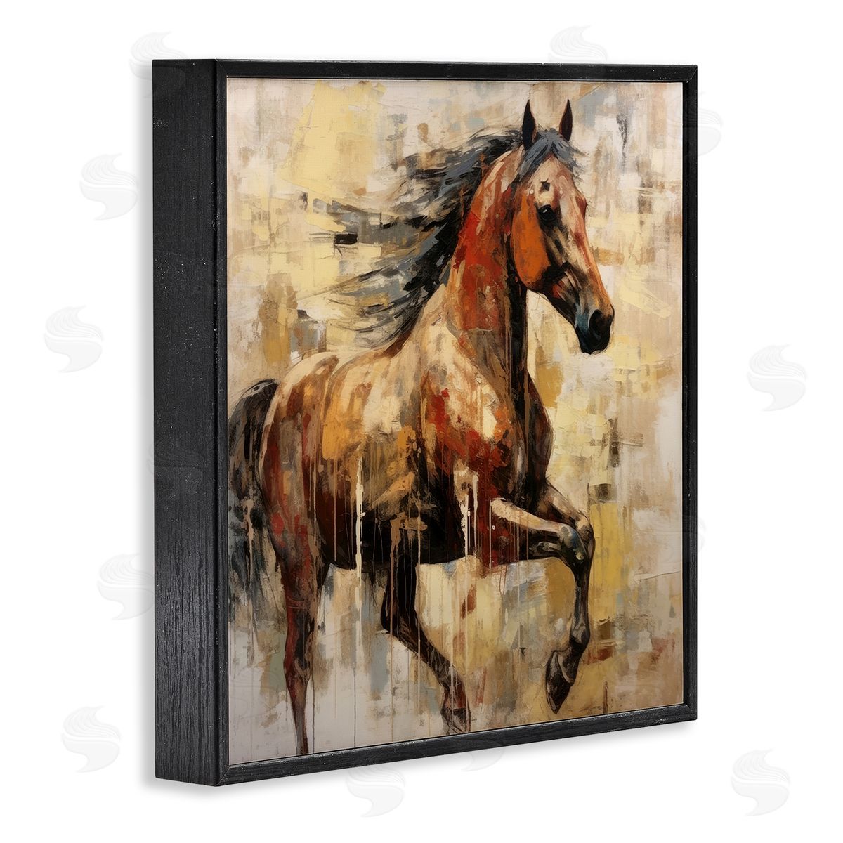 Irena Orlov Modern Brown Horse Black Framed Giclee Wall Artside_