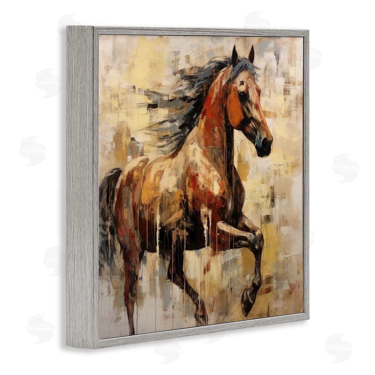 Irena Orlov Modern Brown Horse Gray Framed Giclee Wall Artside_