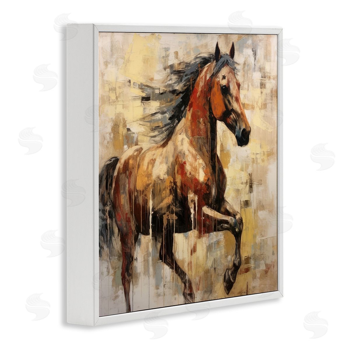 Irena Orlov Modern Brown Horse White Framed Giclee Wall Artside_