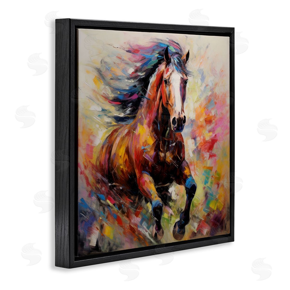 Irena Orlov Vivid Horse Galloping Black Floater Frame Canvas Artside_
