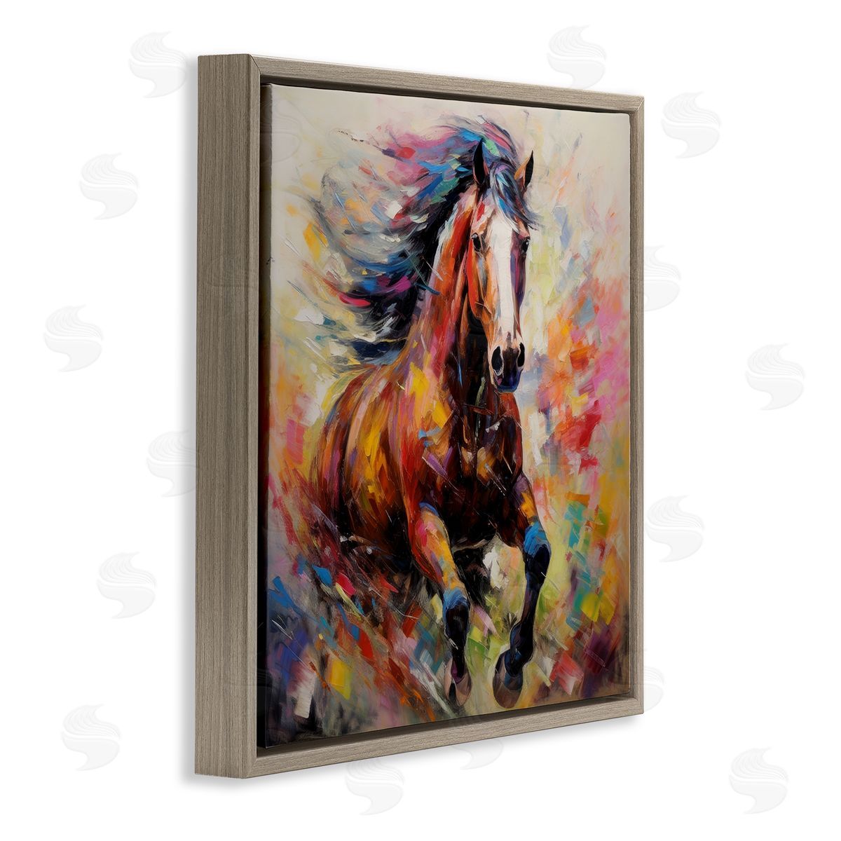Irena Orlov Vivid Horse Galloping Brown Floater Frame Canvas Artside_