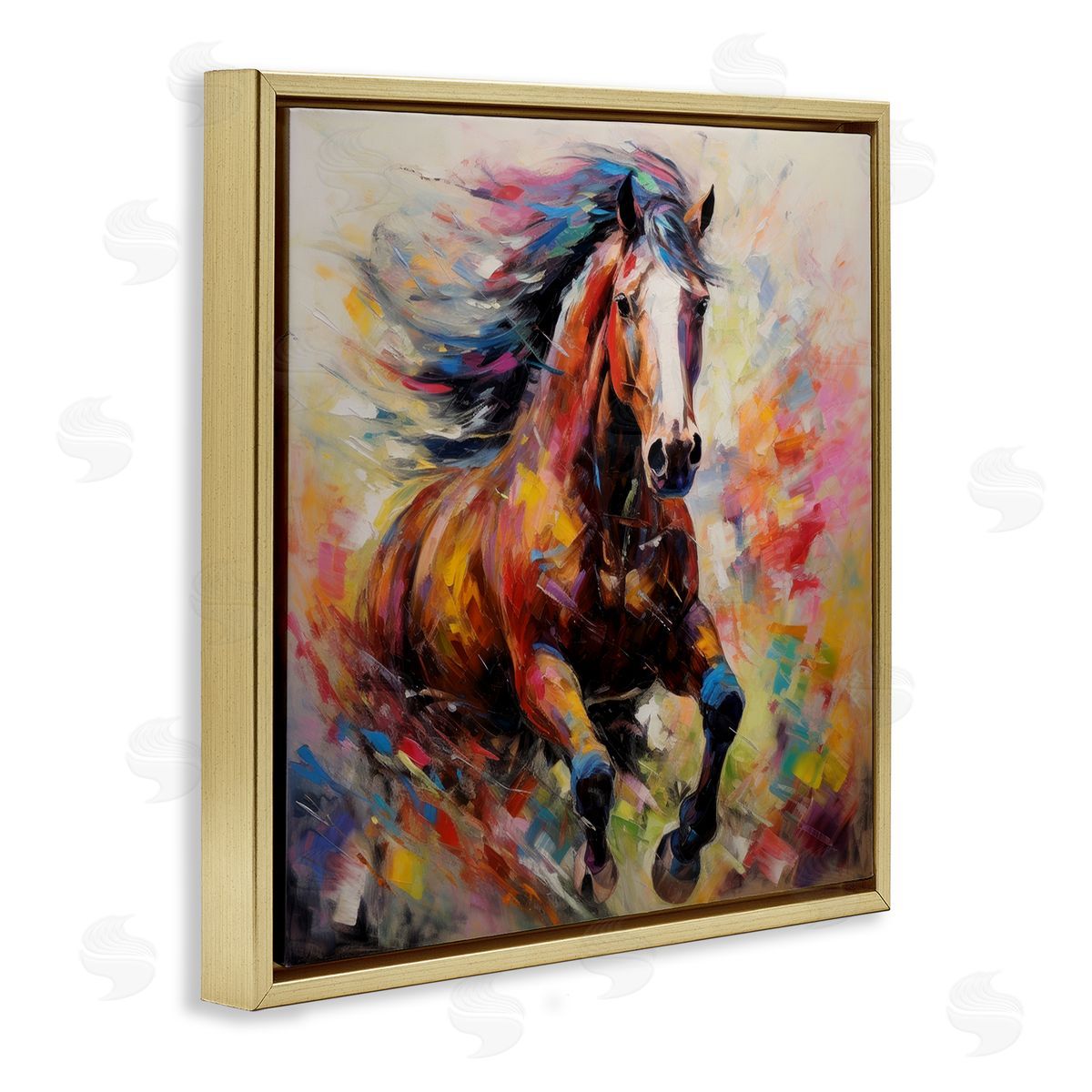Irena Orlov Vivid Horse Galloping Gold Floater Frame Canvas Artside_