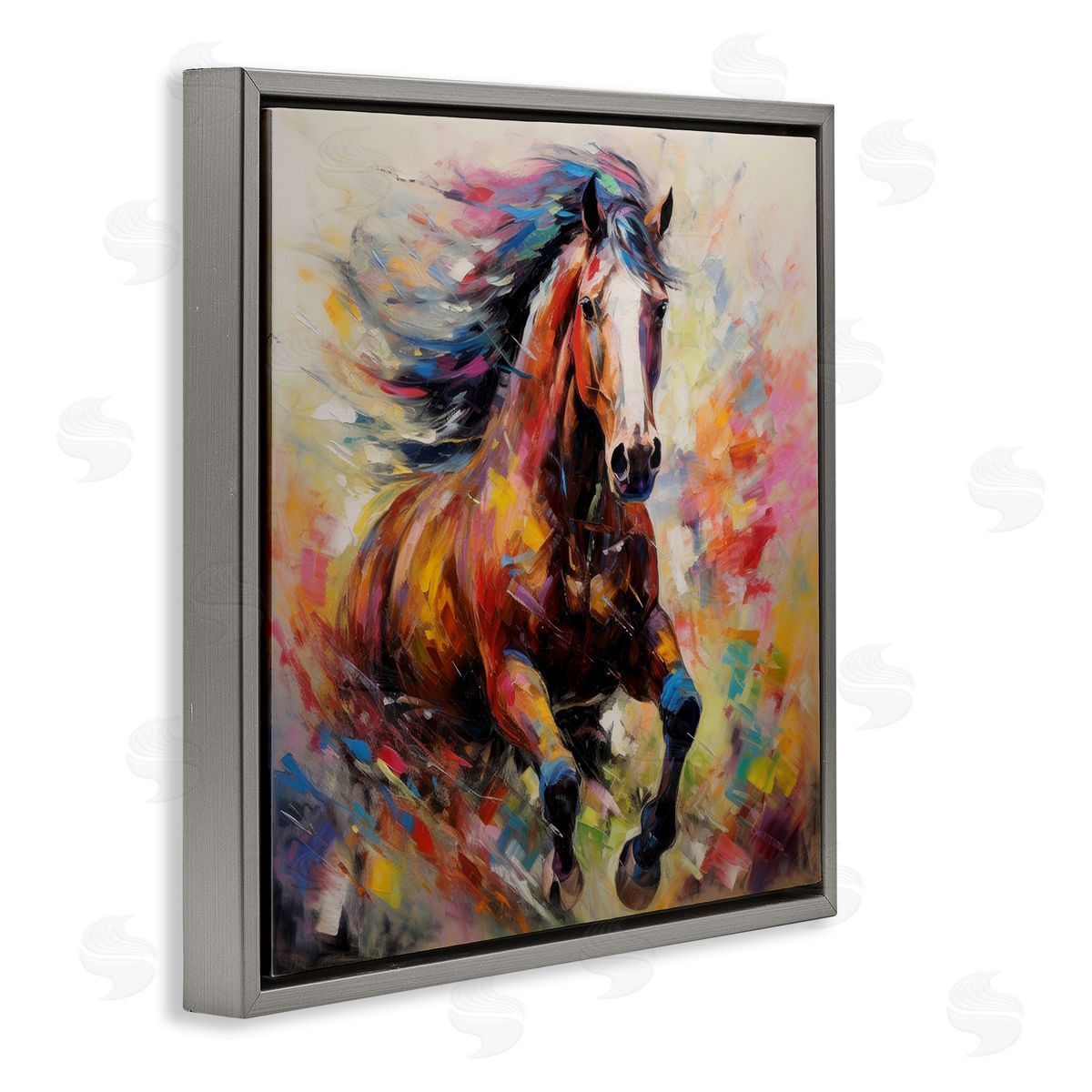 Irena Orlov Vivid Horse Galloping Gray Floater Frame Canvas Artside_