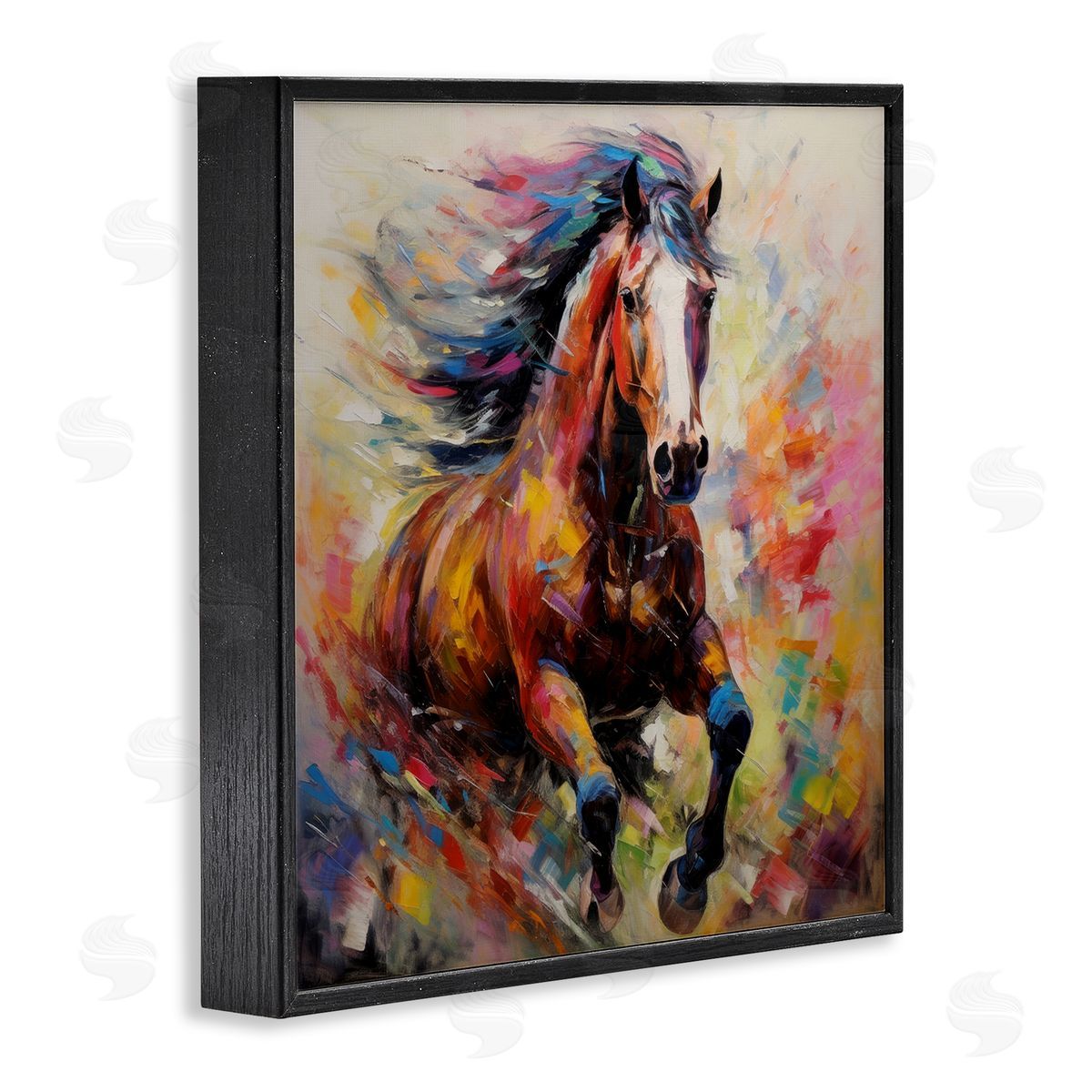 Irena Orlov Vivid Horse Galloping Black Framed Giclee Wall Artside_