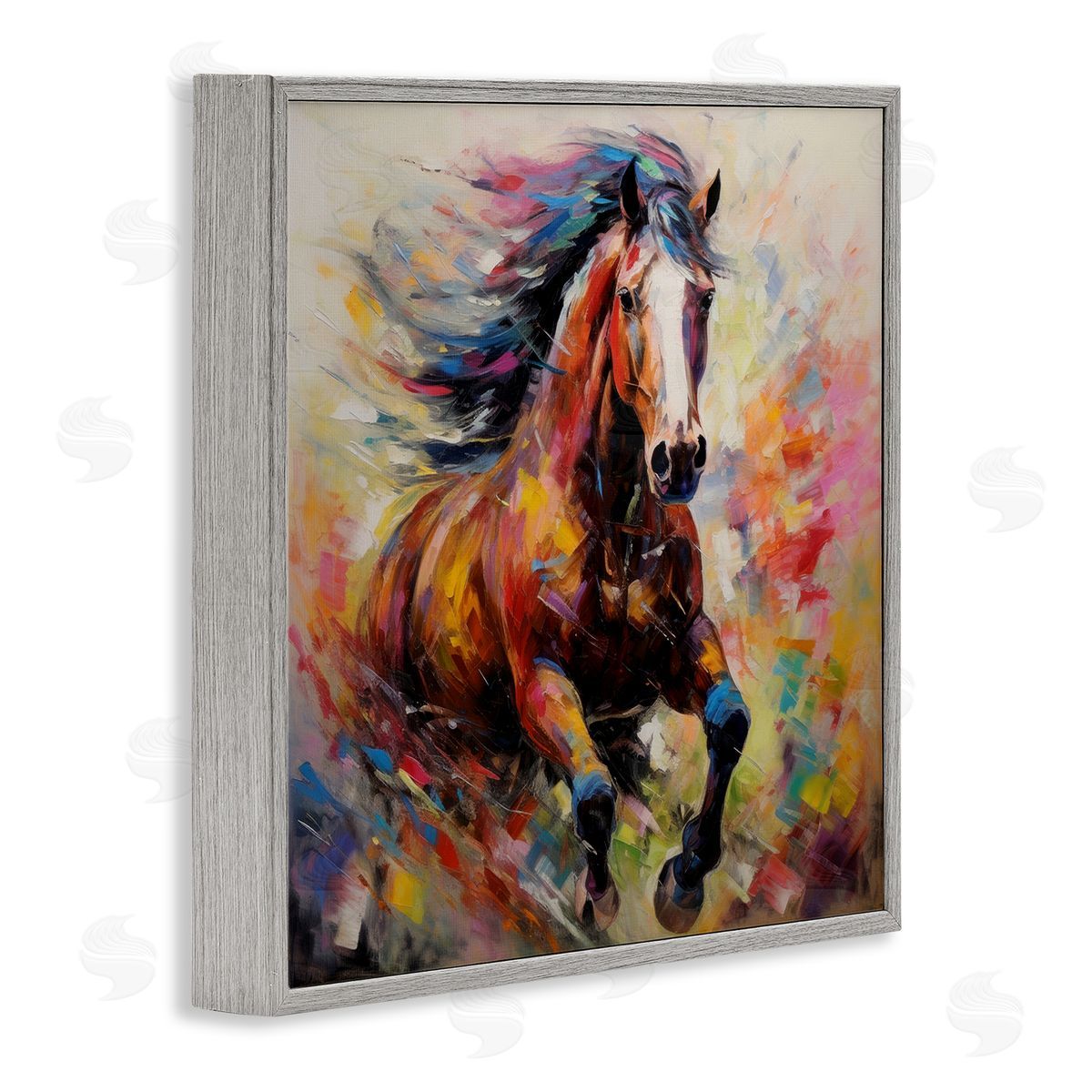 Irena Orlov Vivid Horse Galloping Gray Framed Giclee Wall Artside_
