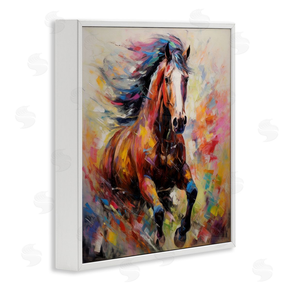 Irena Orlov Vivid Horse Galloping White Framed Giclee Wall Artside_