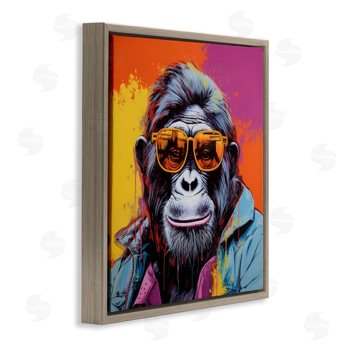 Irena Orlov Modern Urban Gorilla Brown Floater Frame Canvas Artside_