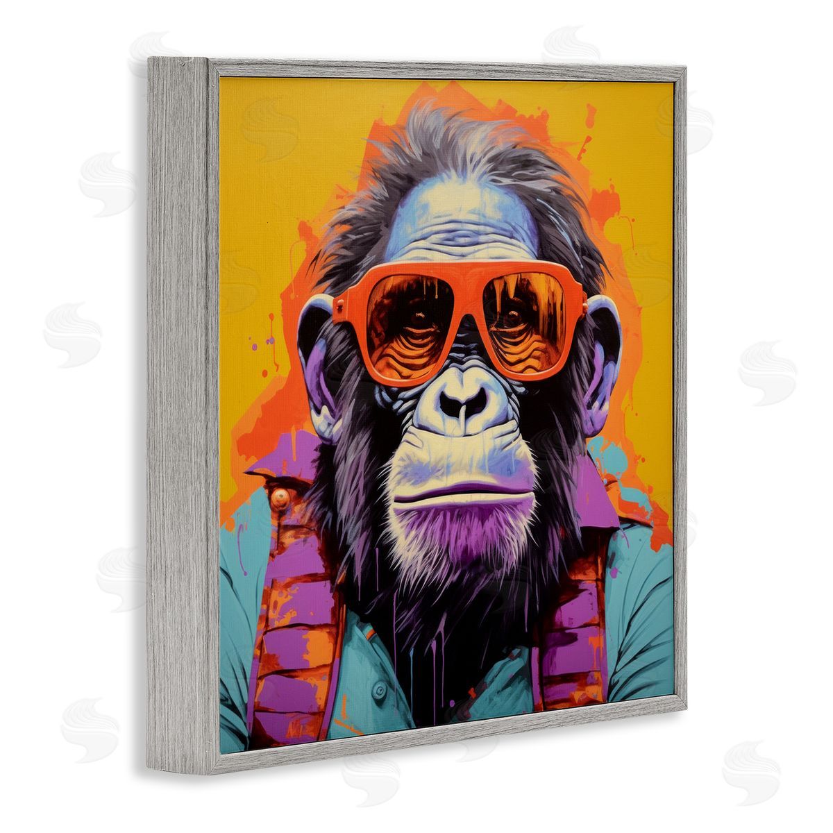 Pop Style Gorilla Grey Frame Print Wall Art, Home Decor by Irena Orlov