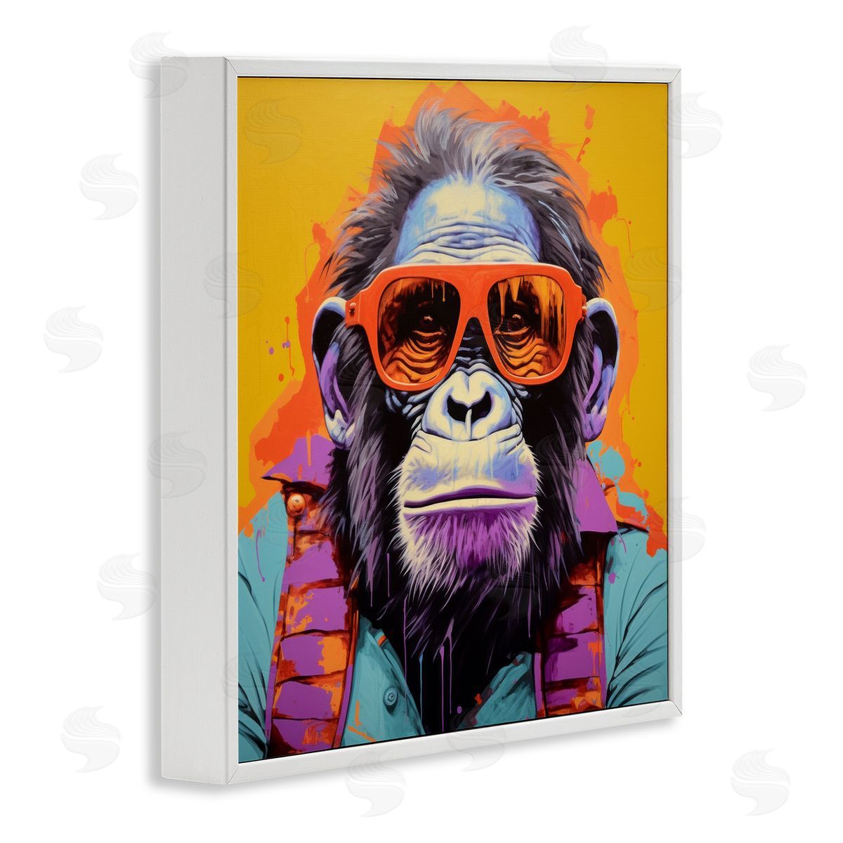 Pop Style Gorilla White Frame Print Wall Art, Home Decor by Irena Orlov