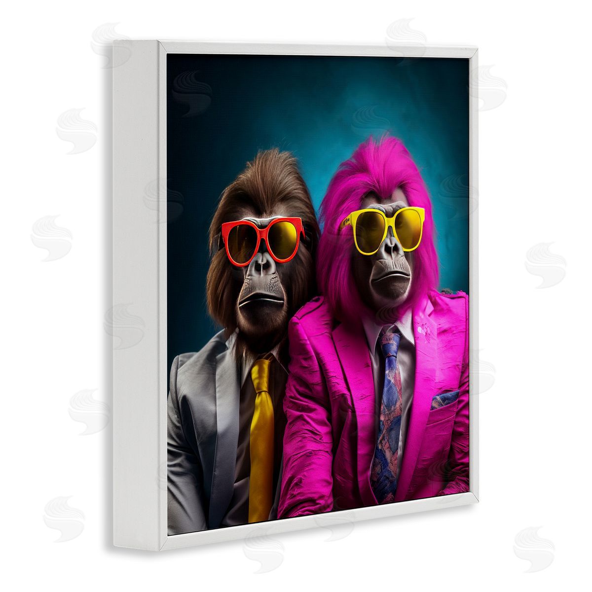 Irena Orlov Gorillas in Suits White Framed Giclee Wall Artside_