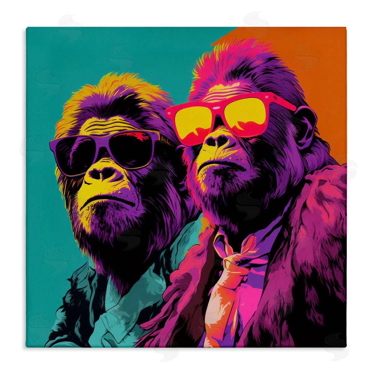 Irena Orlov Pop Style Gorilla Duo Canvas Wall Art