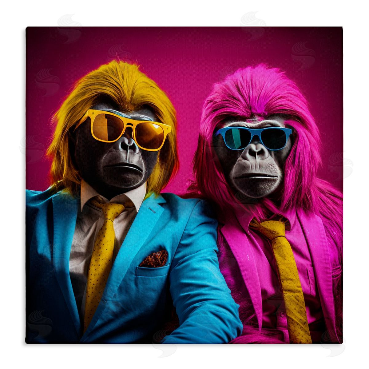Irena Orlov Pink & Yellow Gorillas Canvas Wall Art