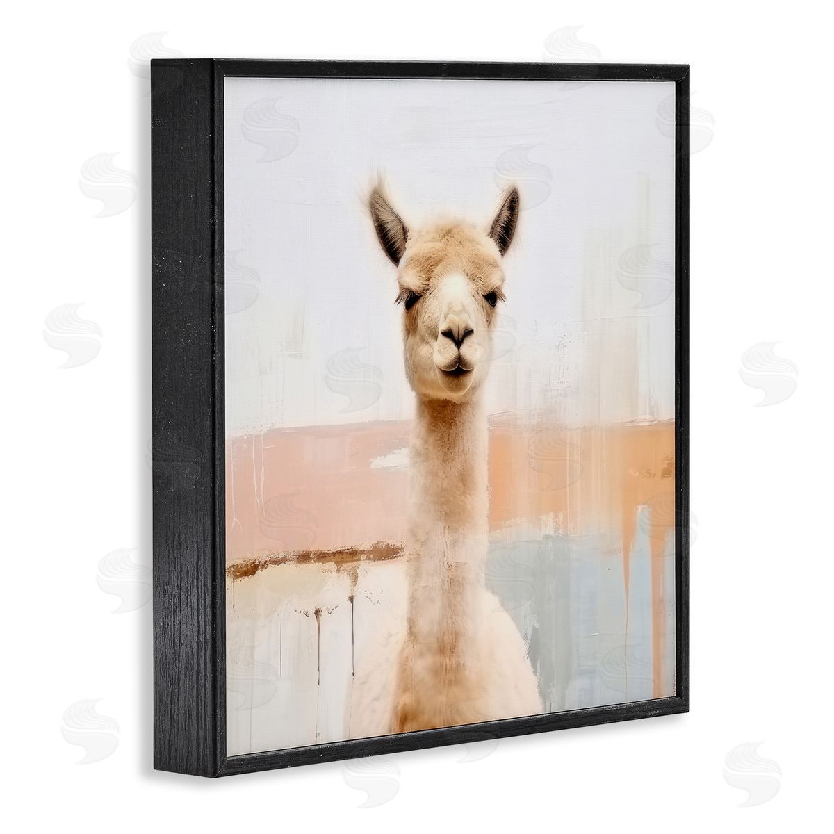 Rustic Llama Portrait Black Frame Print Wall Art, Home Decor by Irena Orlov