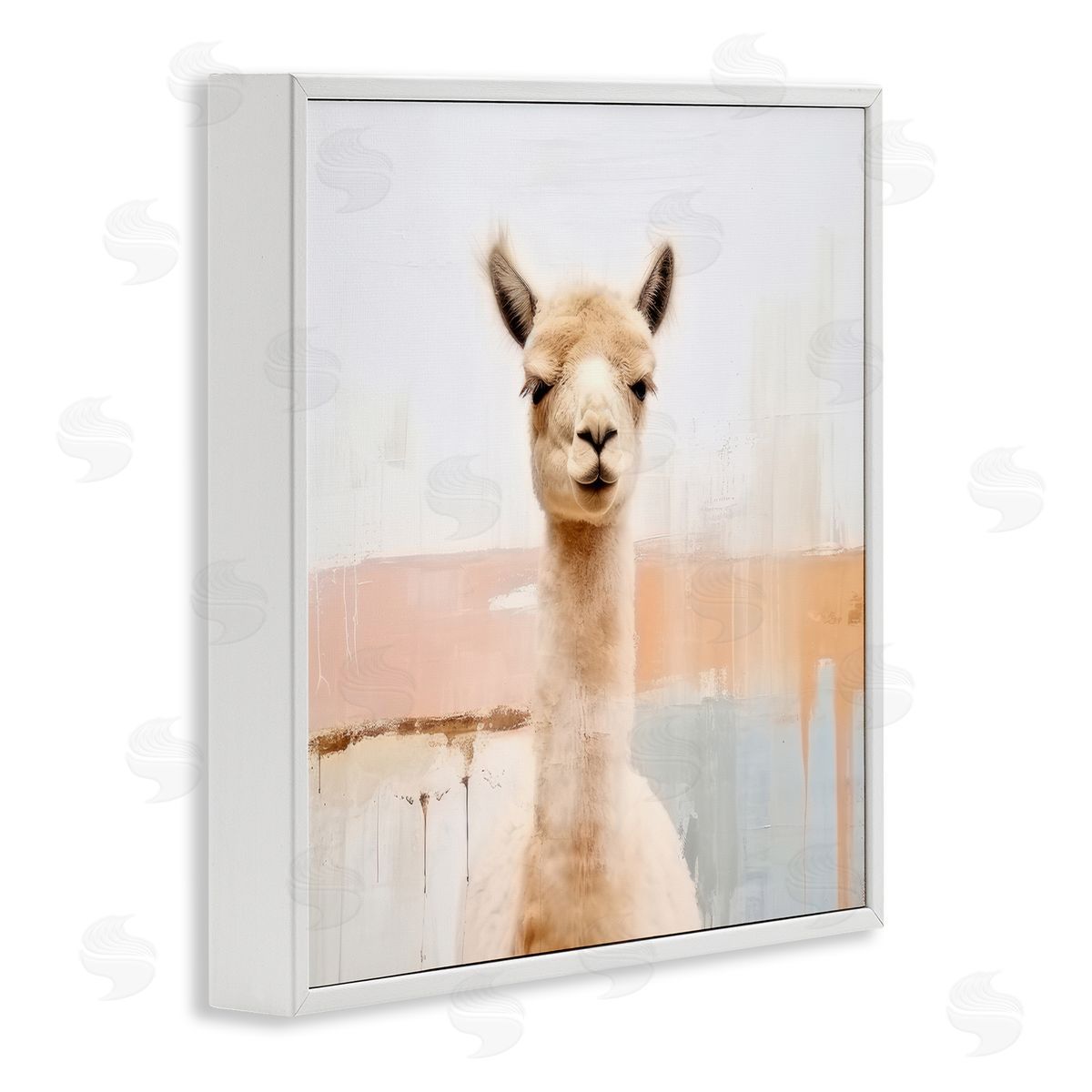 Rustic Llama Portrait White Frame Print Wall Art, Home Decor by Irena Orlov