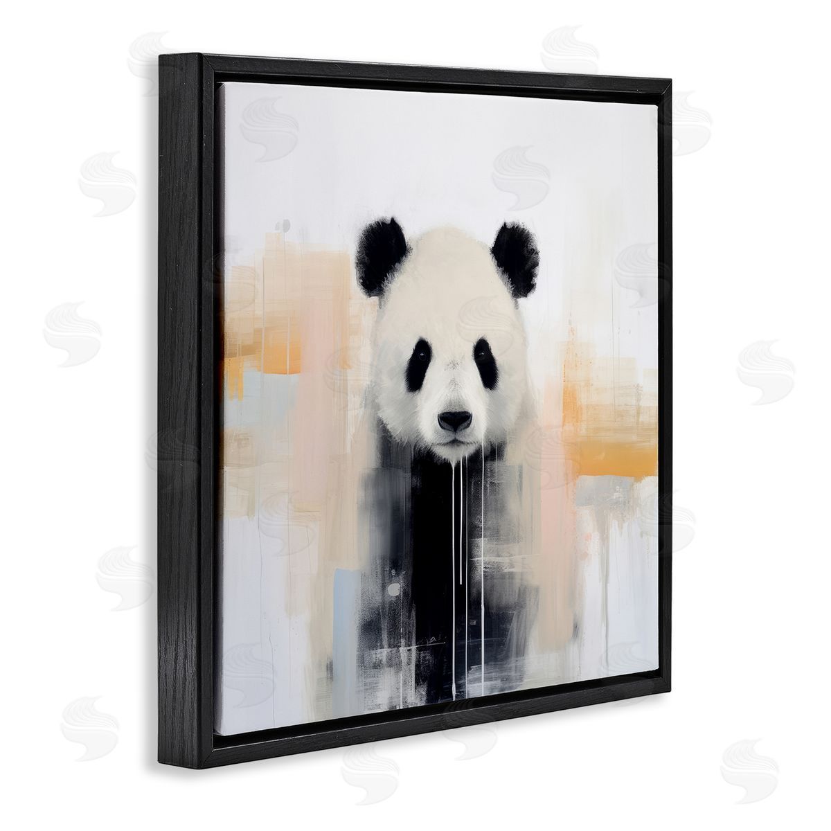 Irena Orlov Abstract Panda Bear Black Floater Frame Canvas Artside_