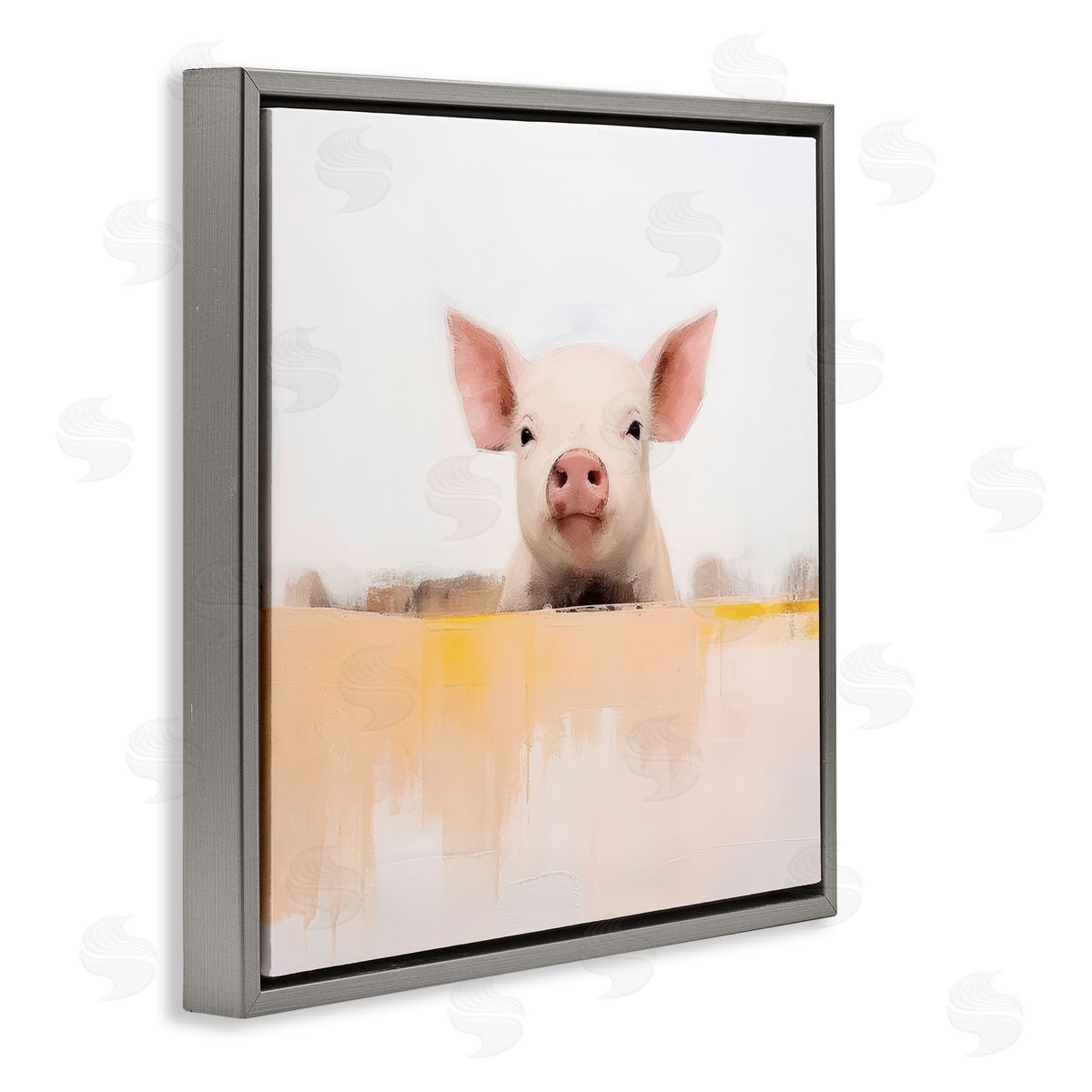 Irena Orlov Modern Pig Peeking Gray Floater Frame Canvas Artside_