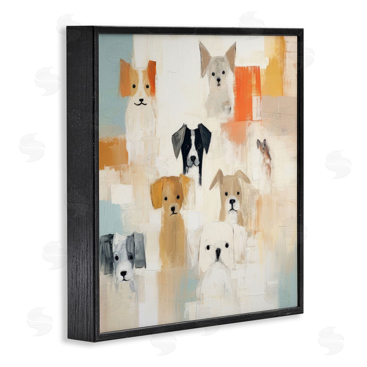 Modern Dog Collage Black Frame Print Wall Art, Home Decor by Irena Orlov