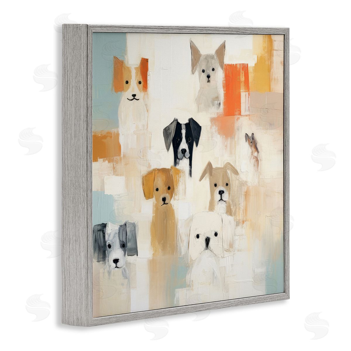 Modern Dog Collage Grey Frame Print Wall Art, Home Decor by Irena Orlov