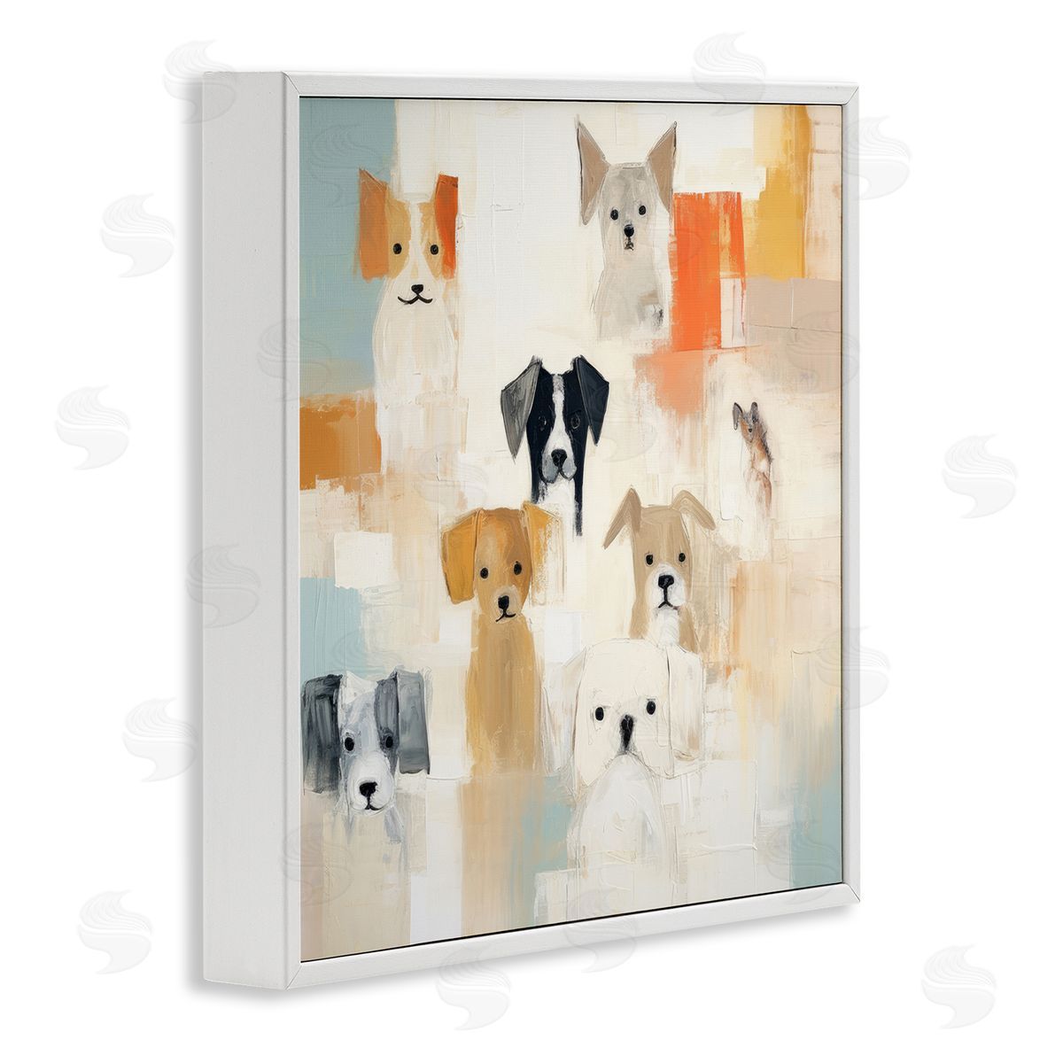 Modern Dog Collage White Frame Print Wall Art, Home Decor by Irena Orlov