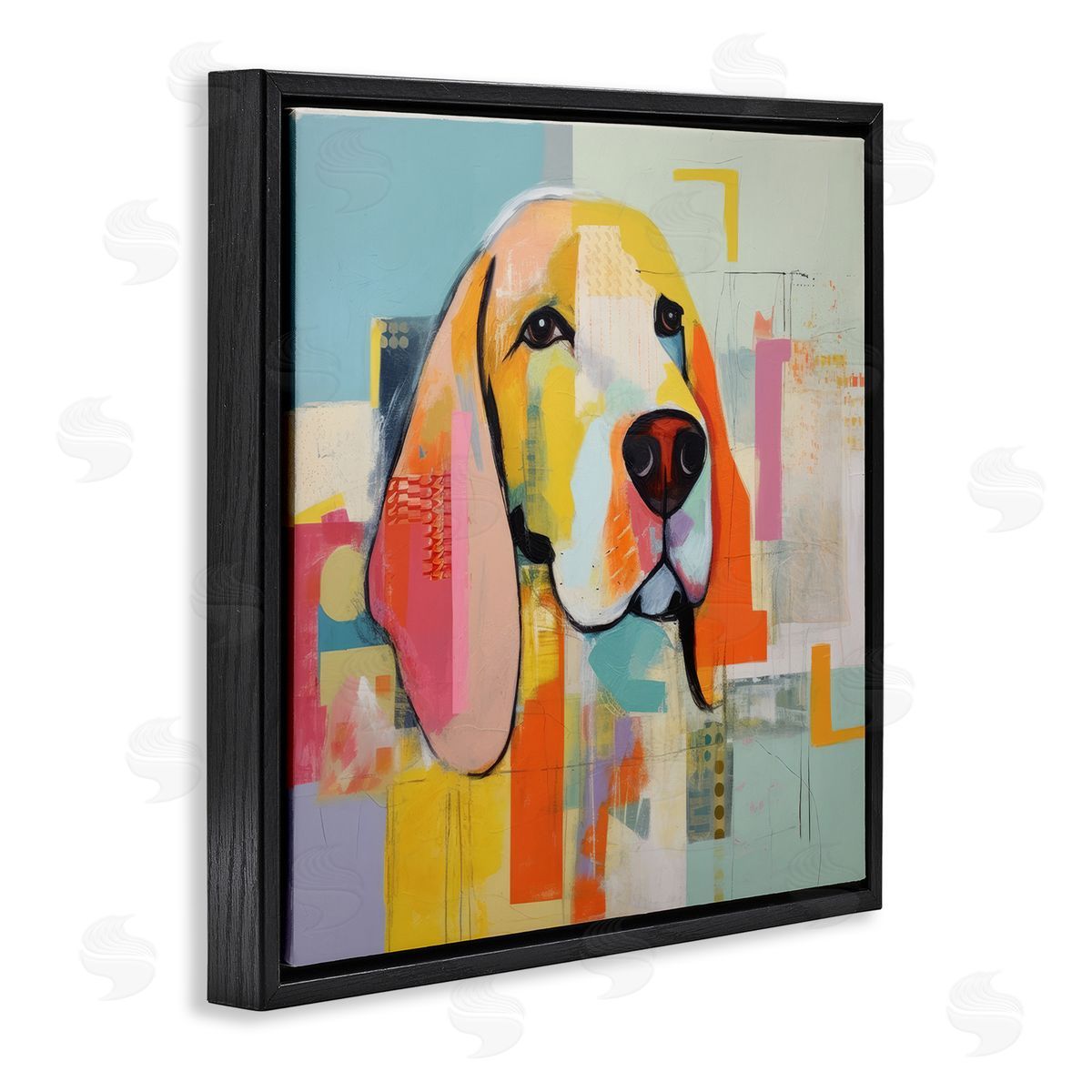 Abstract Dog Portrait Black Floating Frame Canvas Wall Art, Home Decor by Irena Orlov